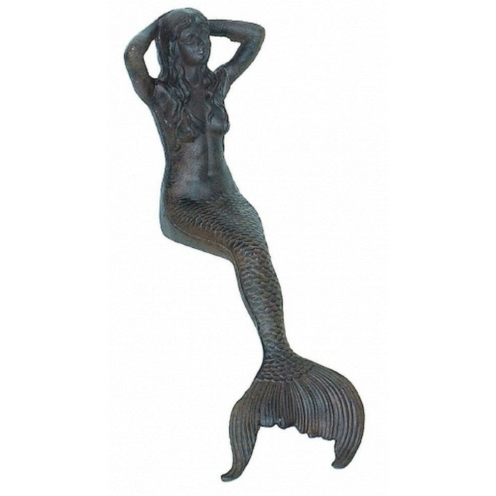 Handcrafted Model Ships Md-429 Rustic Cast Iron Sitting Mermaid 19"