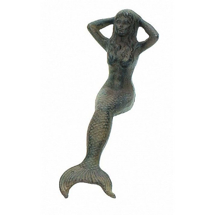 Handcrafted Model Ships Md-460 Rustic Cast Iron Sitting Mermaid 11"