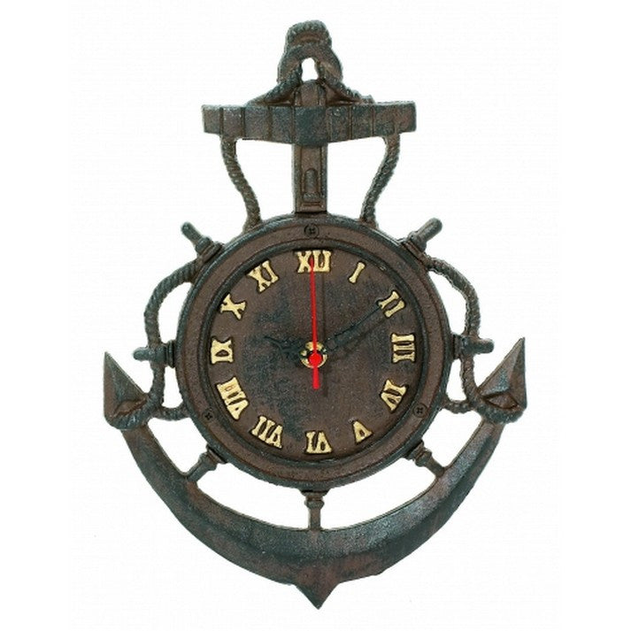 Handcrafted Model Ships Md-536 Rustic Cast Iron Vintage Anchor Clock 12"