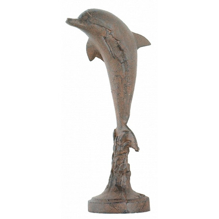 Handcrafted Model Ships Md-631 Rustic Cast Iron Dolphin On Base 12"
