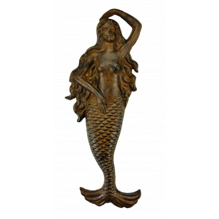 Handcrafted Model Ships Md-653 Rustic Cast Iron Mermaid Wall Decor 13"