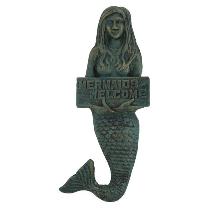 Handcrafted Model Ships Md-796 Seaworn Cast Iron Mermaids Welcome Sign 12"