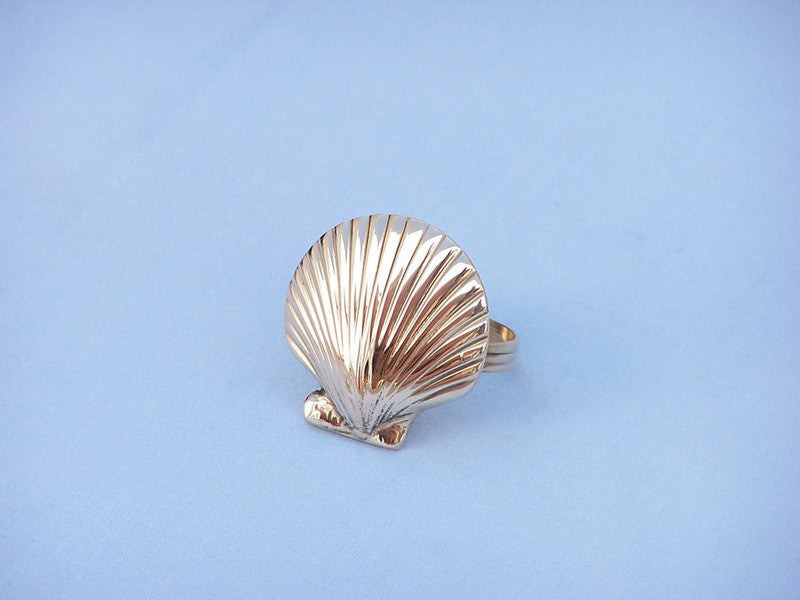 Handcrafted Model Ships Nr-18-br Brass Seashell Napkin Ring 2"