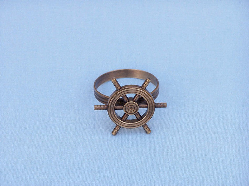Handcrafted Model Ships Nr-33-c Antique Copper Ship Wheel Napkin Ring 2"