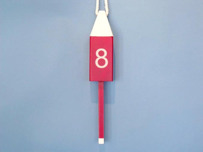 Handcrafted Model Ships Red-squared-15 Wooden Red Number 8 Squared Buoy 15"