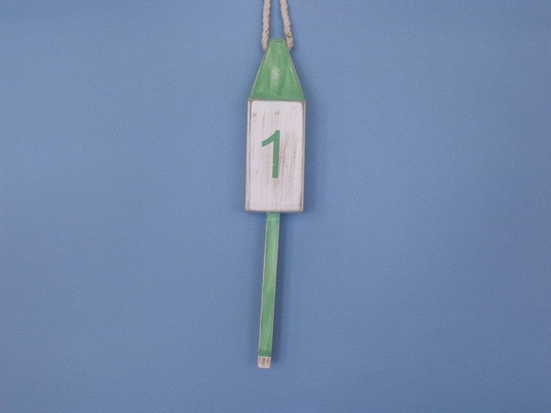 Handcrafted Model Ships Vintage-light-green-squared-15 Wooden Vintage Light Green Number 1 Squared Buoy 15"