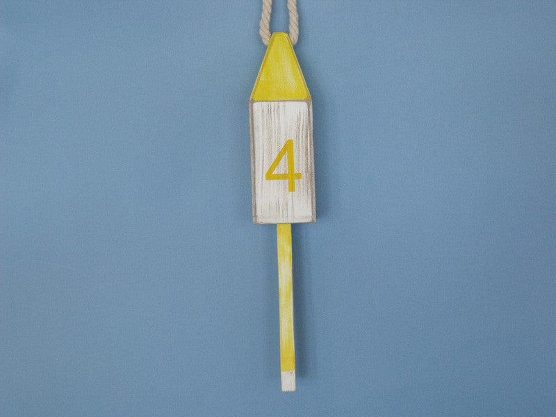 Handcrafted Model Ships Vintage-yellow-squared-15 Wooden Vintage Yellow Number 4 Squared Buoy 15"