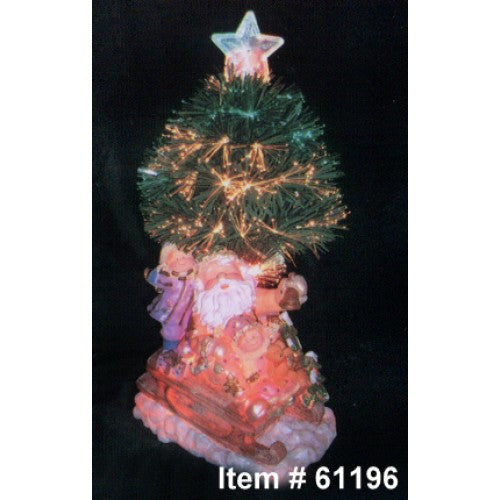 Homebrite 18" Fiber Optic Christmas Green Tree W/ Santa On Sleigh
