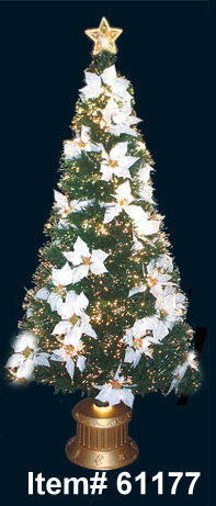Homebrite 52" Fiber Optic White Poinsettia Christmas Tree