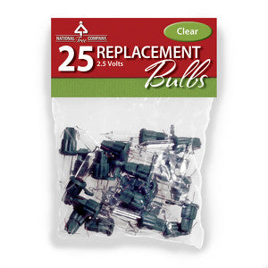 National Tree 5xrbg-25c 25 Clear Replacement Bulbs In Bag With Header For 50 Light Sets-ul-2.5 Volts Set Of 5