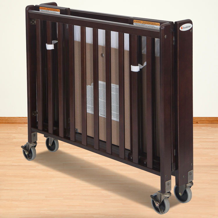 Foundations Solid Wood Compact Hideaway™ Folding Fixed-side Crib - Antique Cherry - 1031852