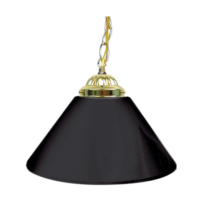 Trademark Commerce 1200g-blk Plain Black 14 Inch Single Shade Bar Lamp - Brass Hardware