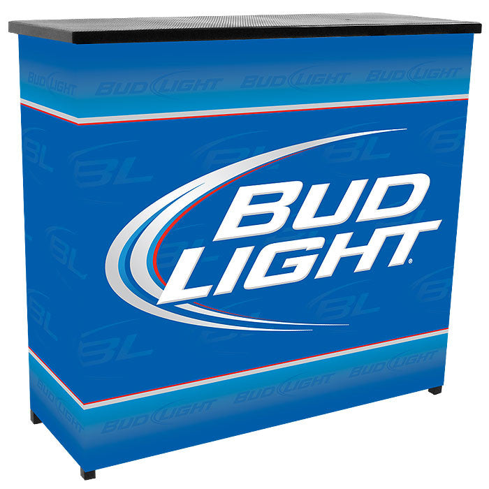 Trademark Commerce Ab8000-bl Bud Light Metal 2 Shelf Portable Bar Table W/ Carrying Case