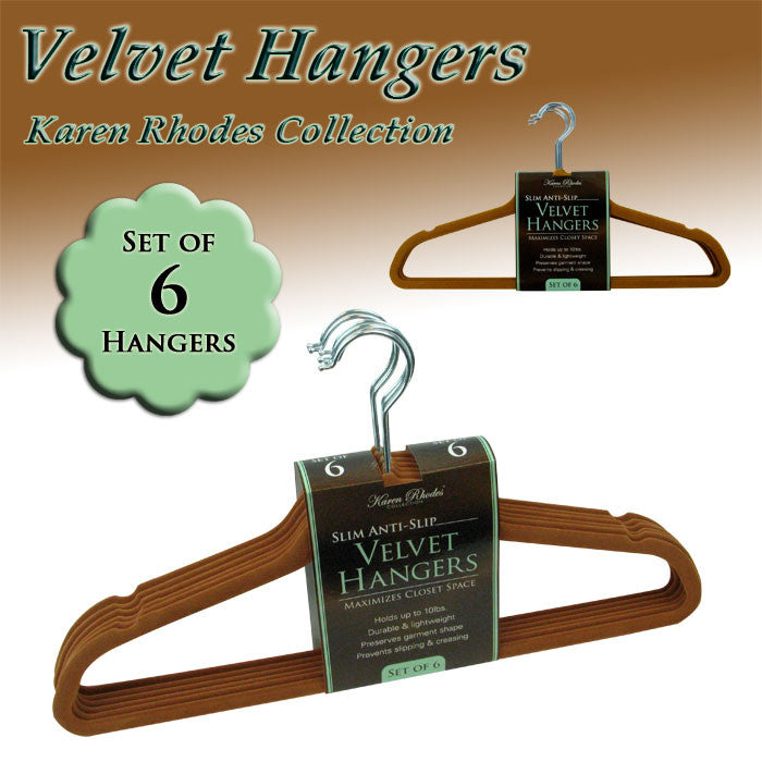 Trademark Commerce 82-3245-cam Karen Rhodes Collectiont - Set Of 6 Velvet Hangers - Camel