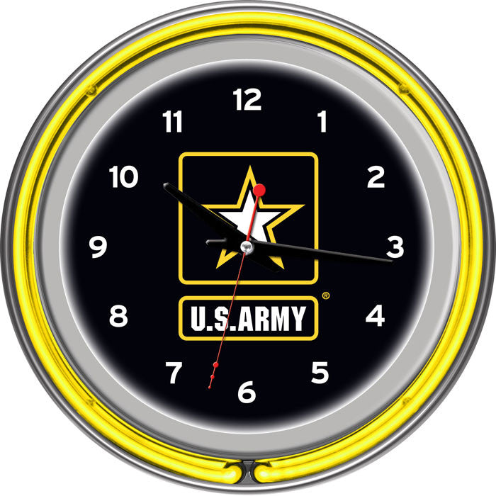 Army1400 U.s. Army Chrome Double Ring Neon Clock