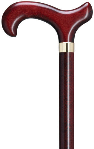 Harvy Derby Handle-burgundy Stained With Brass Band Cane