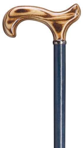 Harvy Blue Jeans Scorched Chestnut Wood Derby Handle Cane