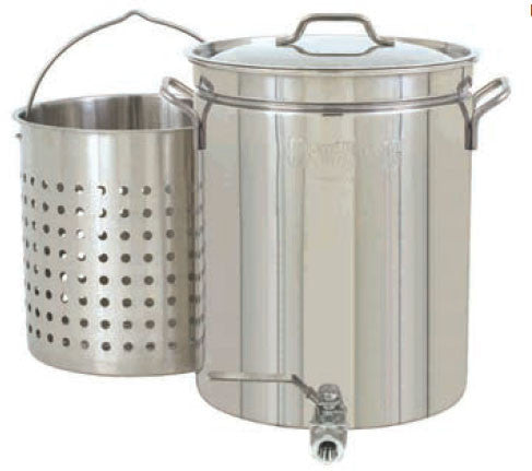 Bayou Classic 10 Gallon Stainless Steel Boil And Steamer Stockpot Set With Spigot