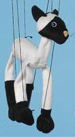 16" Black & White Cat Marionette Small