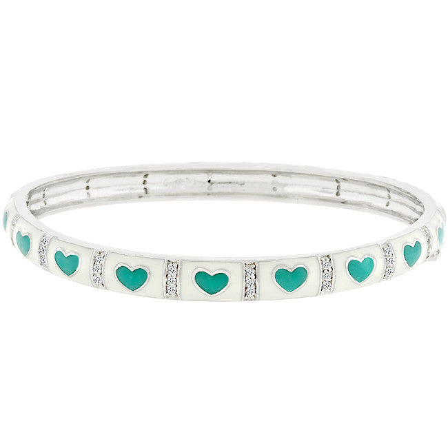 Green Heart Bangle Bracelet