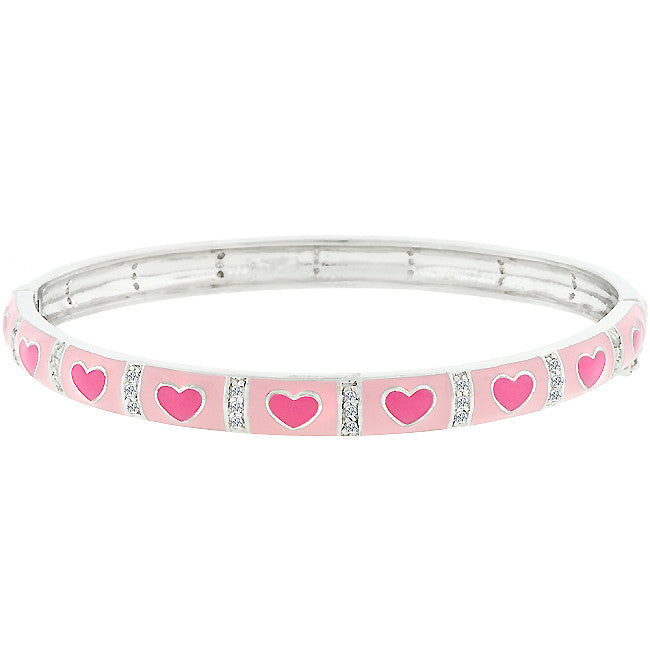 Pink Heart Bangle Bracelet