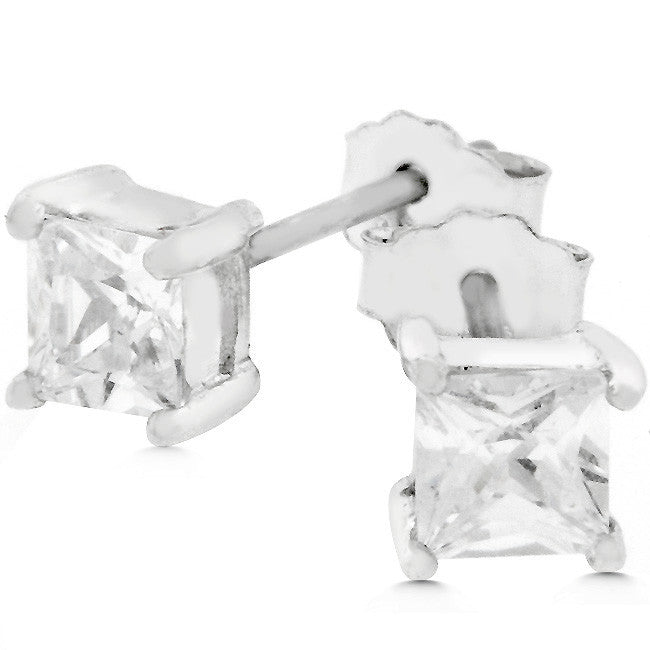 Princess Cut Mini Stud Earrings