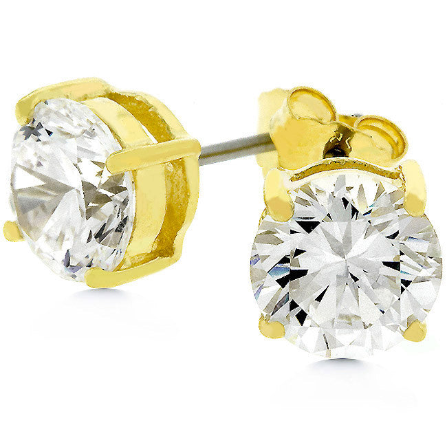 3ct 7mm Round Cz 14k Gold Bonded Sterling Silver Stud Earrings
