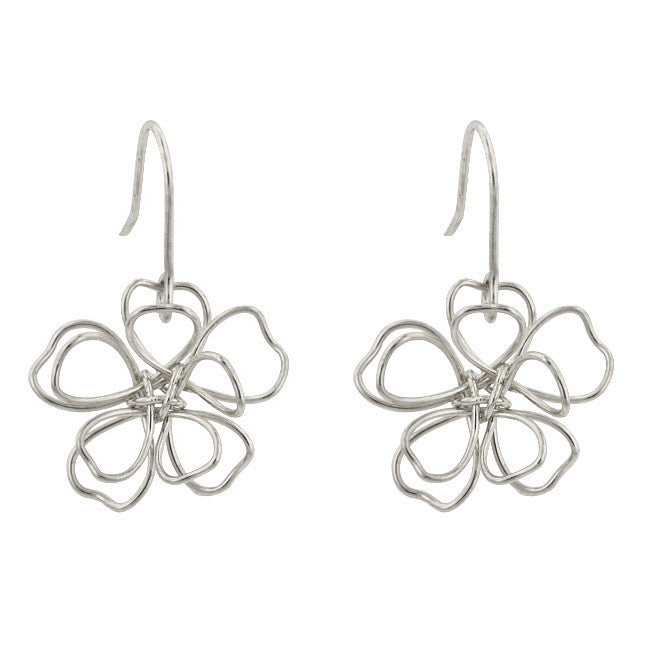 Silvertone Floral Earring Set
