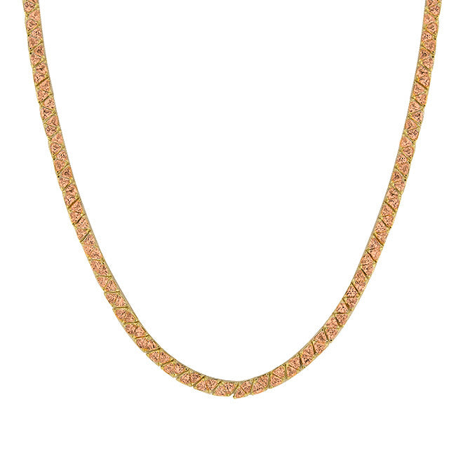 Tribute Necklace With Pronged Trillion Cut Dark Champagne Cz In Gold Tone