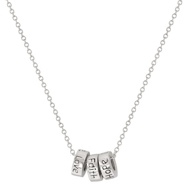 The Friendship Necklace With Faith Love And Hope Rings With Black Jewelers Ink Accents In Silver Tone