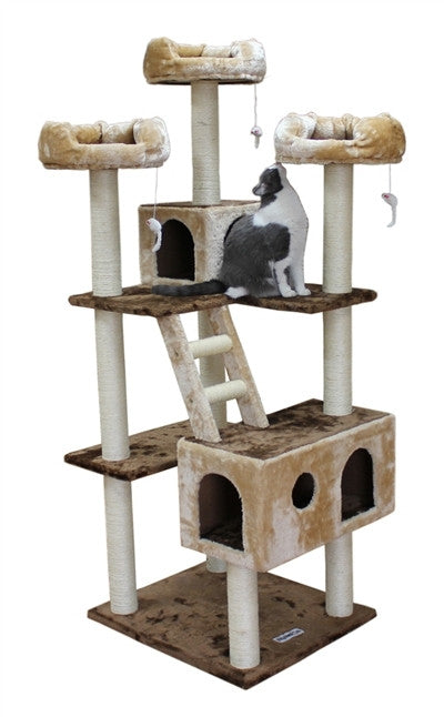 Beverly Hills Cat Tree In Brown/beige By Kitty Mansions