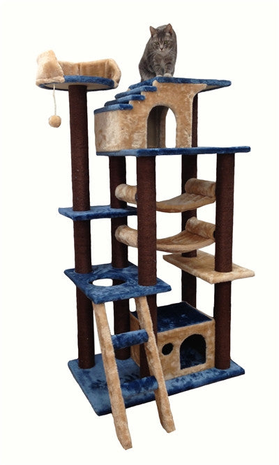 Mini Amazon Cat Tree In Blue By Kitty Mansions