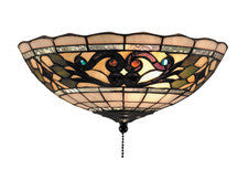 Landmark 990-d Tiffany Buckingham Two Light Fan Kit/ceiling Mount In Vintage Antique With Tiffany Style Glass