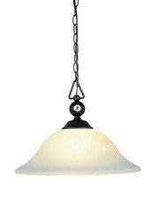 Landmark 190-p-bk-g1 Designer Classics One Light Billiard/island In Matte Black With White Faux Alabaster Glass Shade