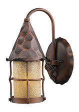 Landmark 381-ac Rustica One Light Outdoor Sconce In Antique Copper With Scavo Glass