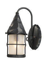 Landmark 381-bk Rustica One Light Outdoor Sconce In Matte Black With Scavo Glass