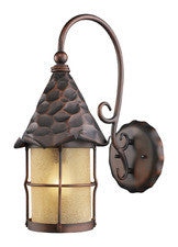Landmark 385-ac Rustica One Light Outdoor Sconce In Antique Copper With Scavo Glass