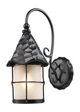 Landmark 385-bk Rustica One Light Outdoor Sconce In Matte Black With Scavo Glass