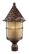 Landmark 389-ac Rustica Three Light Outdoor Post Light In Antique Copper With Scavo Glass