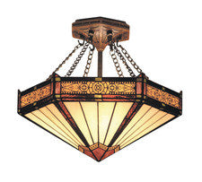 Landmark 621-ab Filigree Three Light Semi Flush In Aged Bronze