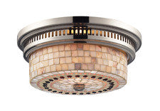 Landmark 66411-2 Chadwick Two Light Flush Mount In Polished Nickel And Cappa Shell