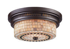 Landmark 66431-2 Chadwick Two Light Flush Mount In Oiled Bronze And Cappa Shell
