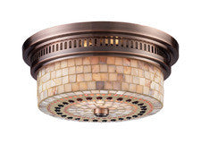 Landmark 66441-2 Chadwick Two Light Flush Mount In Antique Copper And Cappa Shell