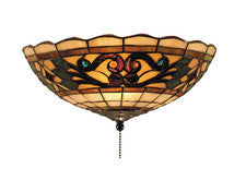 Landmark 990-e Tiffany Buckingham Two Light Fan Kit/ceiling Mount In Vintage Antique With Tiffany Style Glass