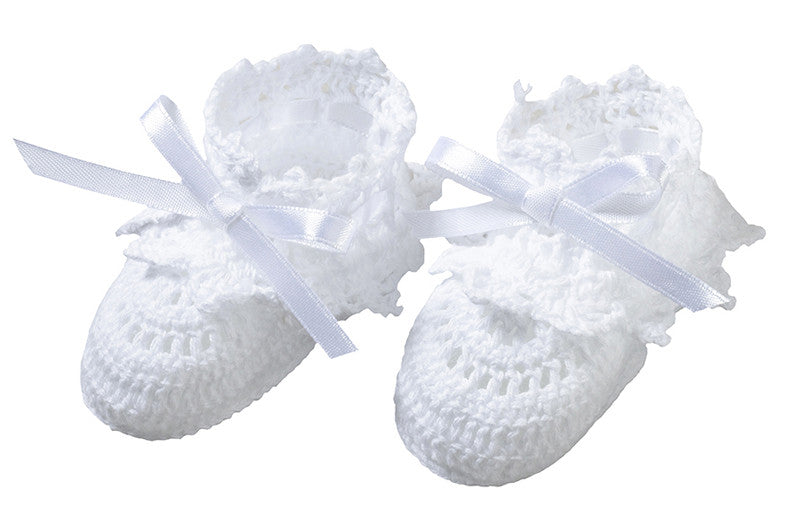 Lillian Rose 24bo840 White Crocheted Booties