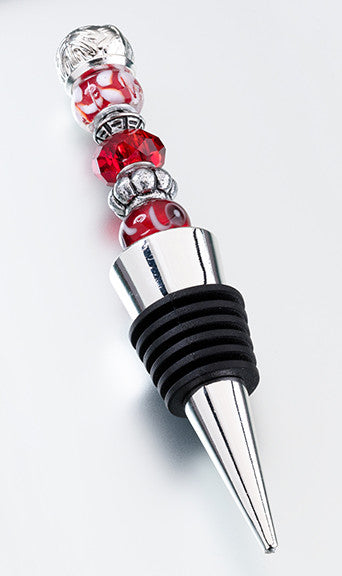 Lillian Rose Fa920 R Beaded Wine Stopper-red