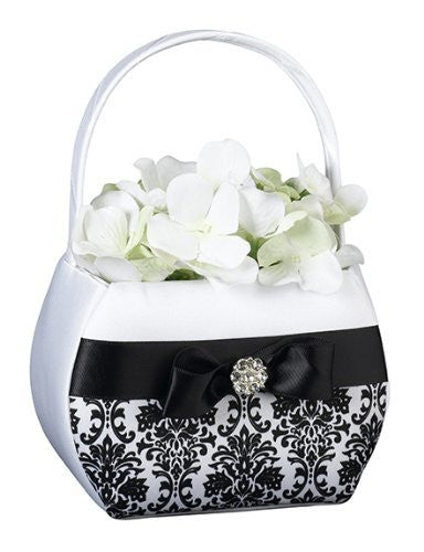 Lillian Rose Fb735 Bd Black Damask Flower Basket