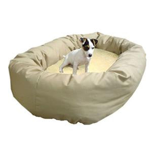 Majestic Pet Small 24" Bagel Bed - Khaki & Sherpa