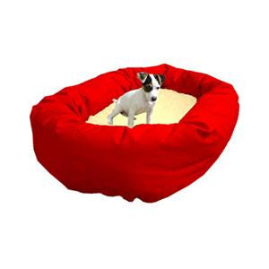Majestic Pet Medium 32" Bagel Bed - Red & Sherpa