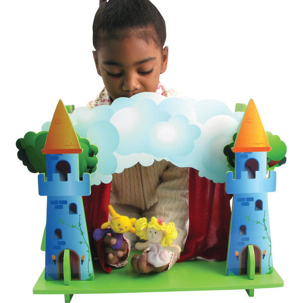 Maxim Wooden Puppet Theater Play Set With Interchangeable Scenery